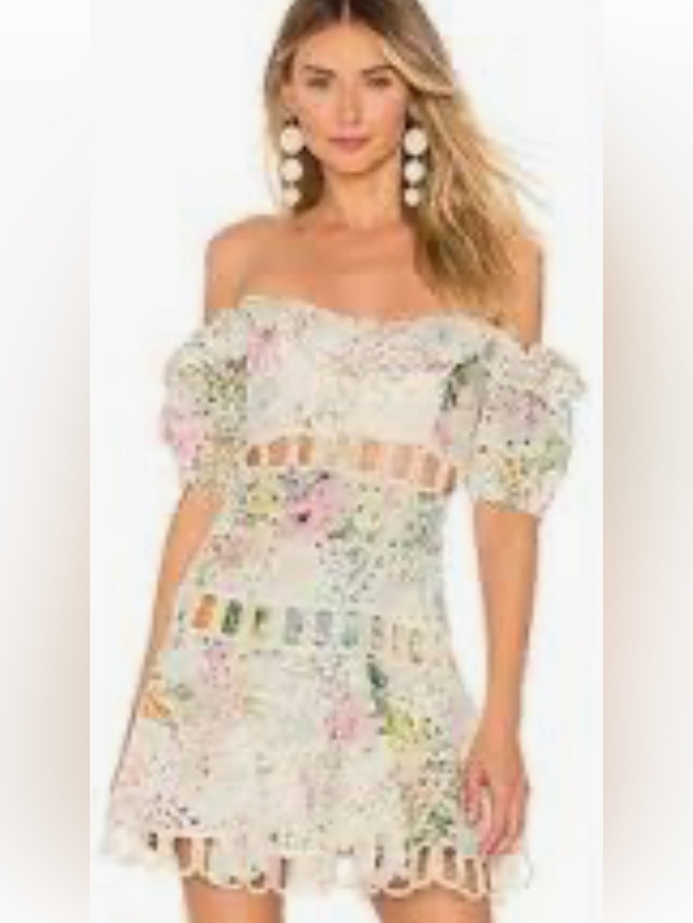 Super Eight Off-The-Shoulder Mini Dress White & Pink